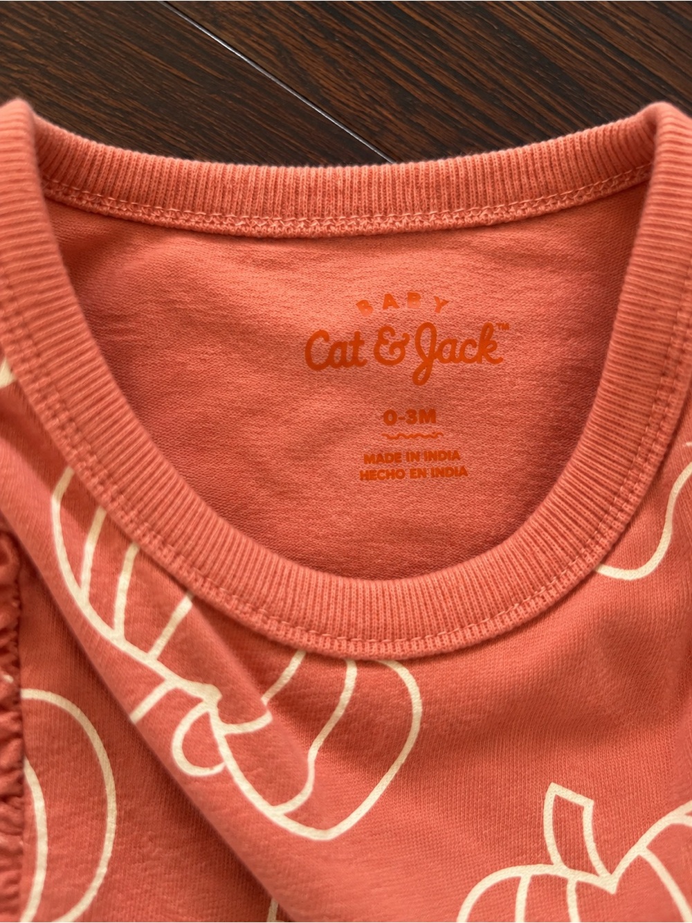 Cat & Jack Pumpkin Ruffle Romper – 0-3M - Picture 3 of 3